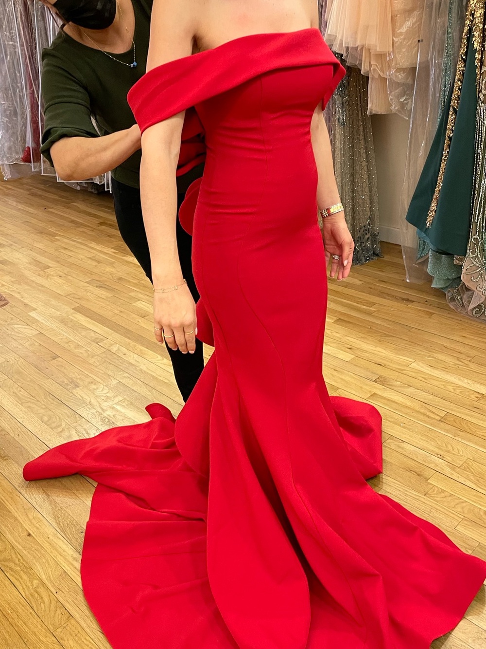One-Shoulder Red Mermaid Evening Dress